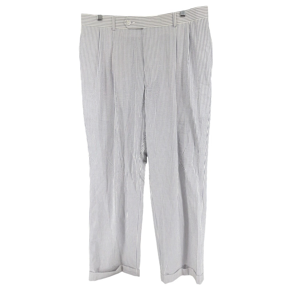 Men's Pinstripe Dress Pants in White and Navy